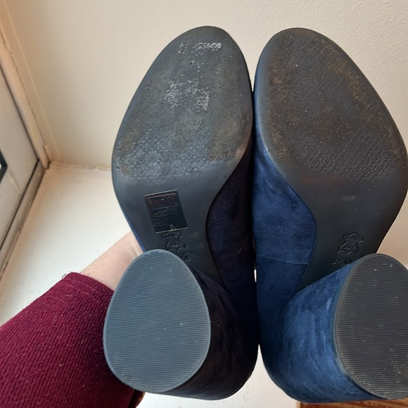 Tory Burch Lucia Suede HIGH HEEL Pump BLOCK BLUE ROUND TOE - Picture 4 of 5